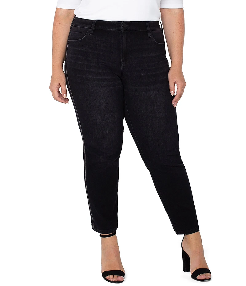 Liverpool Los Angeles Plus Size Liv Non-Skinny Sparkle Side Seam Trim Ankle Jeans