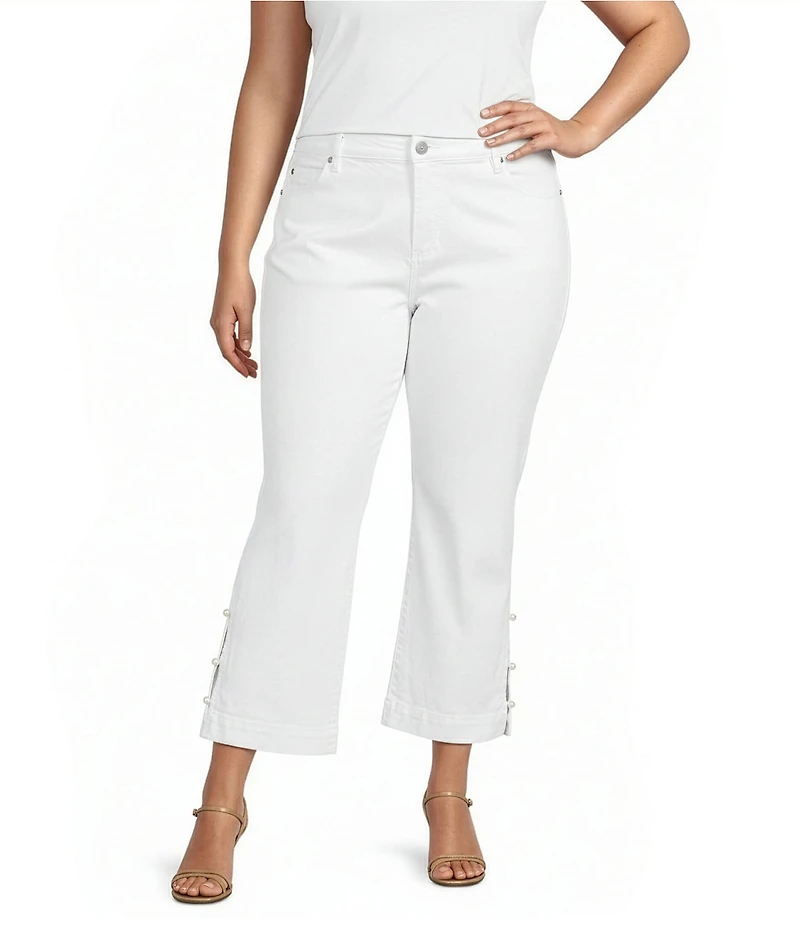 Liverpool Los Angeles Plus Size Mid Rise Straight Leg Kennedy Denim Crop Jeans