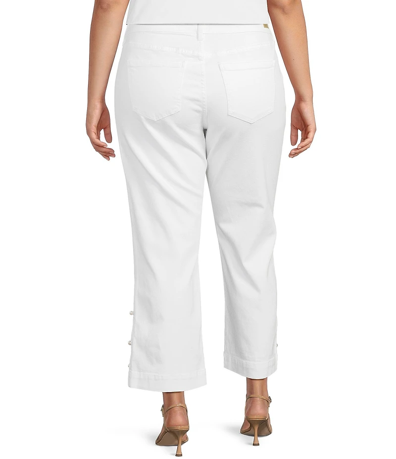 Liverpool Los Angeles Plus Size Mid Rise Straight Leg Kennedy Denim Crop Jeans