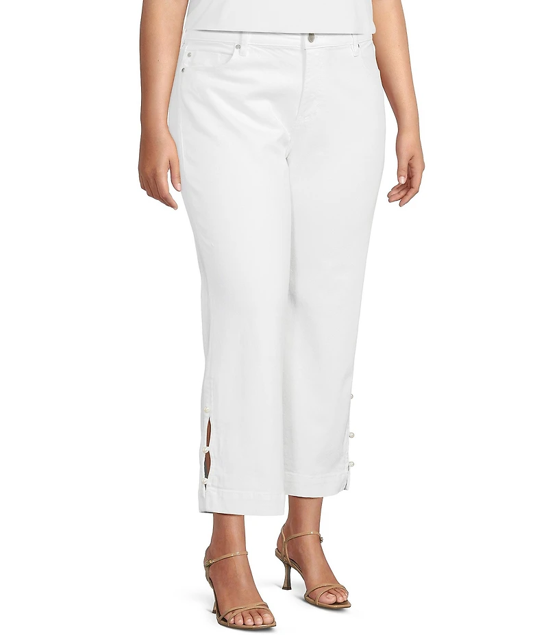 Liverpool Los Angeles Plus Size Mid Rise Straight Leg Kennedy Denim Crop Jeans