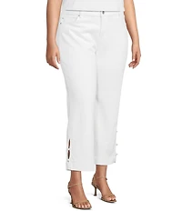 Liverpool Los Angeles Plus Size Mid Rise Straight Leg Kennedy Denim Crop Jeans