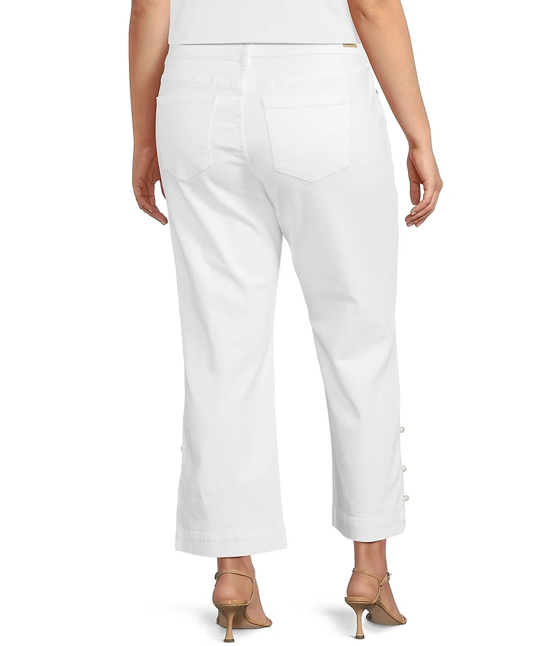 Liverpool Los Angeles Plus Size Mid Rise Straight Leg Kennedy Denim Crop Jeans