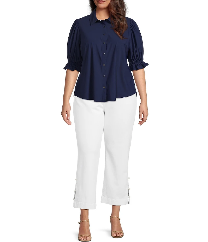 Liverpool Los Angeles Plus Size Mid Rise Straight Leg Kennedy Denim Crop Jeans