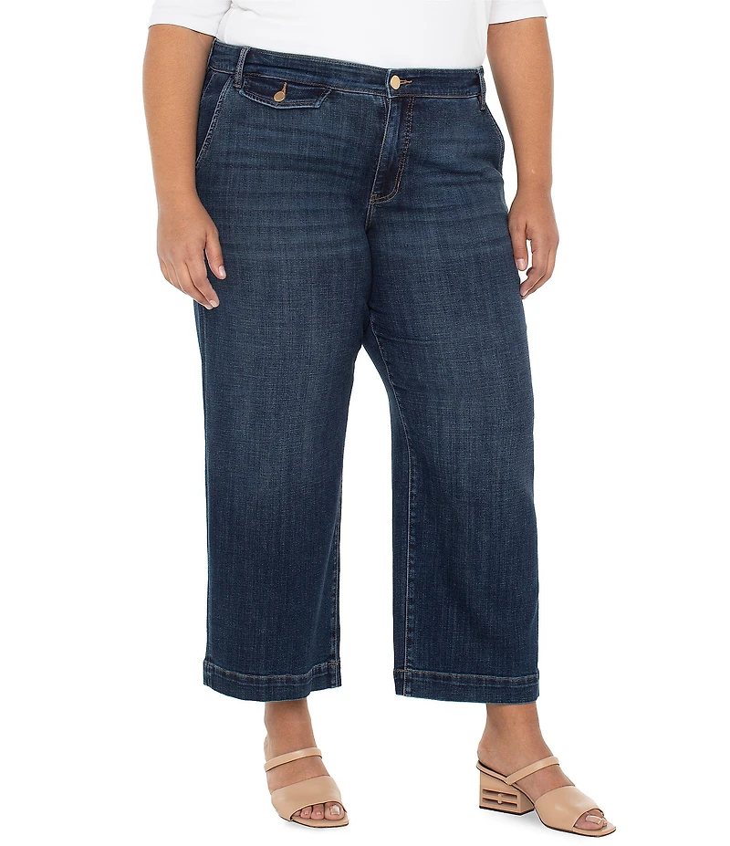 Liverpool Los Angeles Plus Size Mid-Rise Wide-Leg Denim Jeans