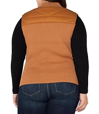 Liverpool Los Angeles Plus Size Mock Neck Sleeveless Quilted Sweater Vest