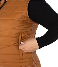 Liverpool Los Angeles Plus Size Mock Neck Sleeveless Quilted Sweater Vest