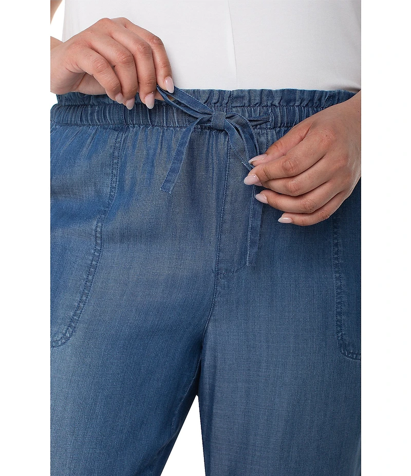 Liverpool Los Angeles Plus Size Pull-On Tie Waist Wide Leg Pants