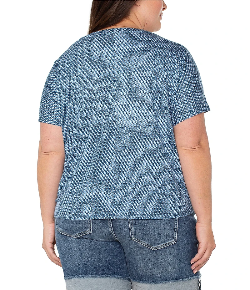Liverpool Los Angeles Plus Size Slub Jersey Knit Crew Neck Short Sleeve Top