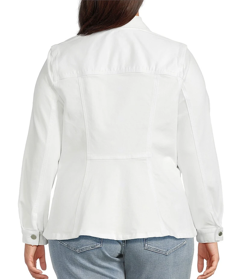 Liverpool Los Angeles Plus Size Stretch Denim Point Collar Long Sleeve Fit & Flare Trucker Jacket