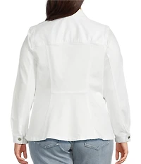 Liverpool Los Angeles Plus Size Stretch Denim Point Collar Long Sleeve Fit & Flare Trucker Jacket