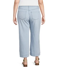 Liverpool Los Angeles Plus Size Stride Stretch Denim Striped Embroidered Wide Leg Cropped Jeans