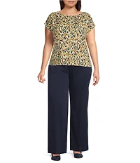 Liverpool Los Angeles Plus Size Twill Mid Rise Wide Leg Pants