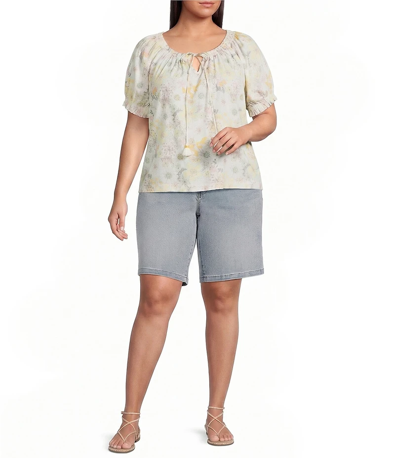 Liverpool Los Angeles Plus Size Weekender Stretch Denim Mid Rise Bermuda Shorts