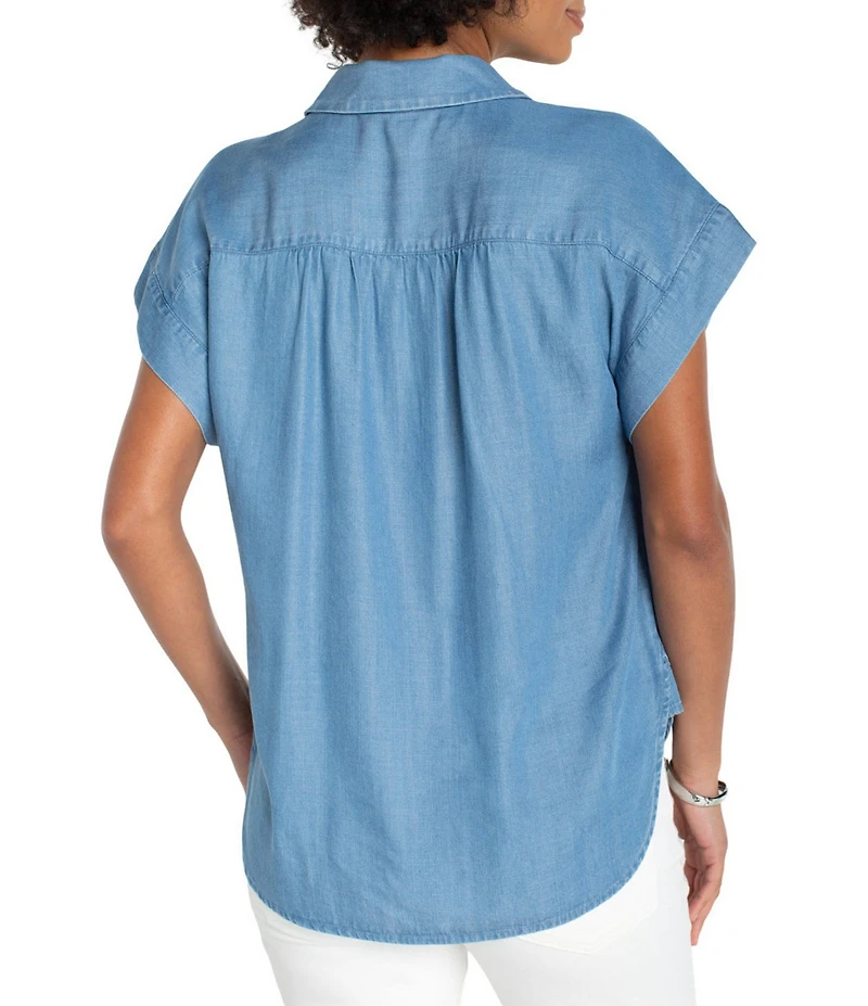 Liverpool Los Angeles Point Collar Short Sleeve Top