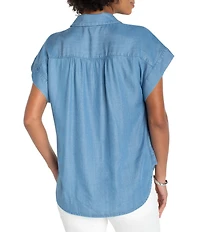Liverpool Los Angeles Point Collar Short Sleeve Top