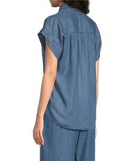 Liverpool Los Angeles Point Collar Short Sleeve Top