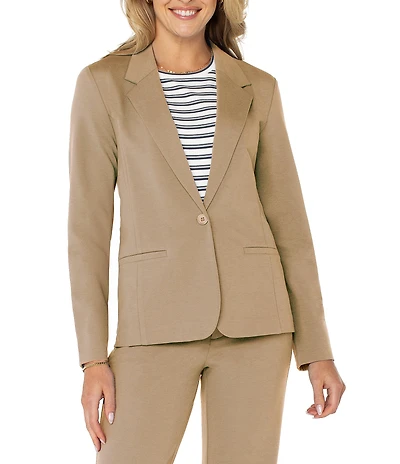 Liverpool Los Angeles Ponte Knit Notch Collar Long Sleeve Fitted Blazer