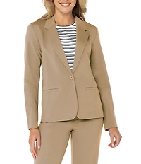 Liverpool Los Angeles Ponte Knit Notch Collar Long Sleeve Fitted Blazer