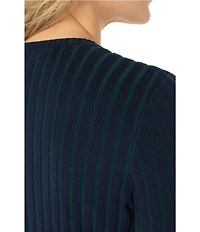 Liverpool Los Angeles Ribbed Knit Crew Neck Long Sleeve Sweater