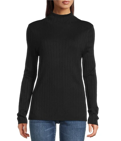 Liverpool Los Angeles Ribbed Knit Mock Neck Long Sleeve Sweater