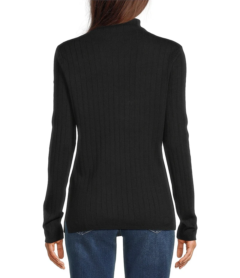 Liverpool Los Angeles Ribbed Knit Mock Neck Long Sleeve Sweater