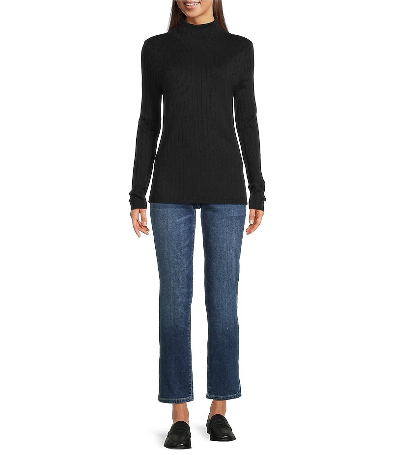Liverpool Los Angeles Ribbed Knit Mock Neck Long Sleeve Sweater