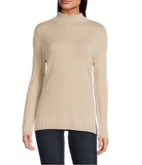 Liverpool Los Angeles Ribbed Knit Mock Neck Long Sleeve Sweater