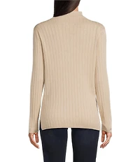 Liverpool Los Angeles Ribbed Knit Mock Neck Long Sleeve Sweater