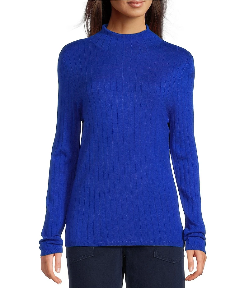 Liverpool Los Angeles Ribbed Knit Mock Neck Long Sleeve Sweater