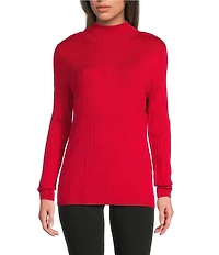Liverpool Los Angeles Ribbed Knit Mock Neck Long Sleeve Sweater