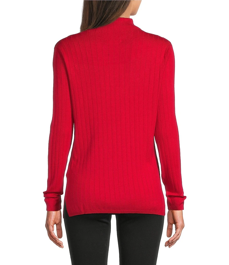 Liverpool Los Angeles Ribbed Knit Mock Neck Long Sleeve Sweater