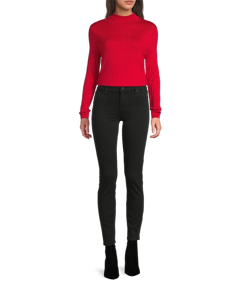 Liverpool Los Angeles Ribbed Knit Mock Neck Long Sleeve Sweater