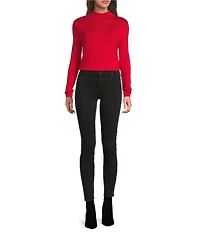 Liverpool Los Angeles Ribbed Knit Mock Neck Long Sleeve Sweater
