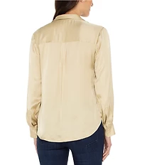 Liverpool Los Angeles Satin Point Collar Long Sleeve Shirt
