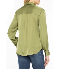 Liverpool Los Angeles Satin Point Collar Long Sleeve Shirt