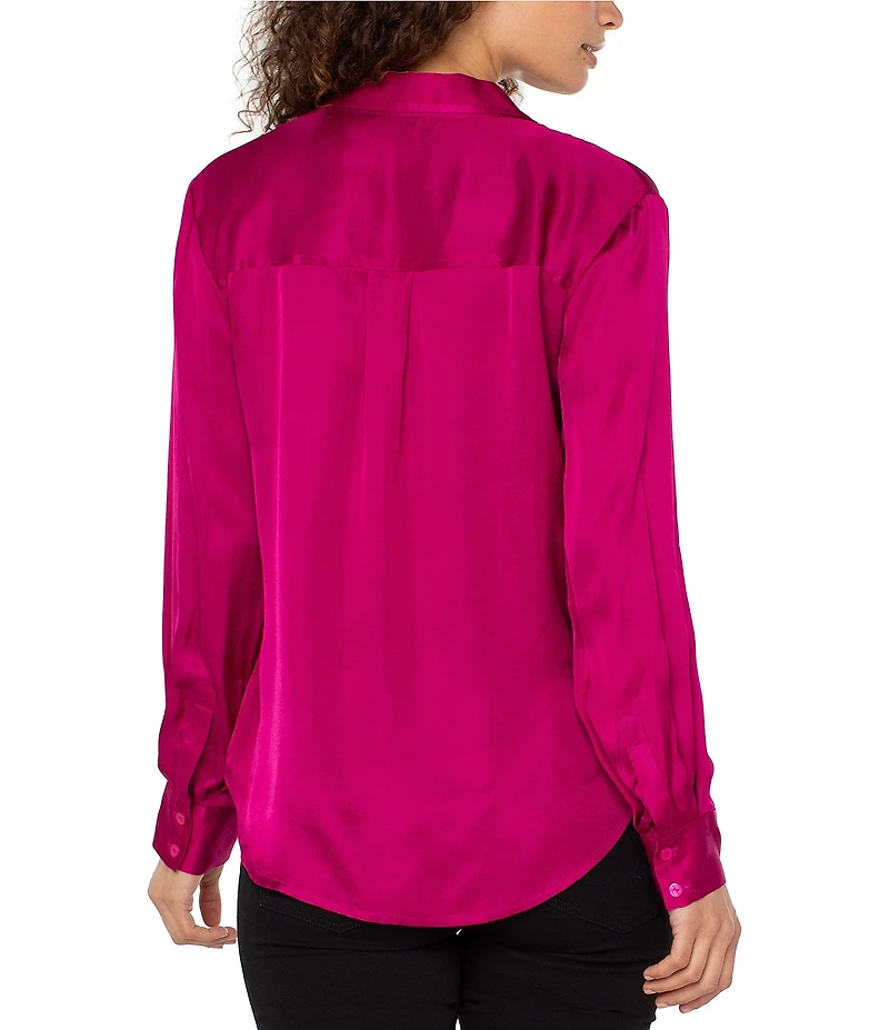 Liverpool Los Angeles Satin Point Collar Long Sleeve Shirt