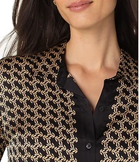 Liverpool Los Angeles Satin Printed Point Collar Long Sleeve Shirt