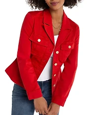 Liverpool Los Angeles Slub Twill Peak Lapel Collar Long Sleeve Peplum Jacket