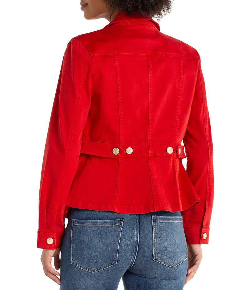 Liverpool Los Angeles Slub Twill Peak Lapel Collar Long Sleeve Peplum Jacket