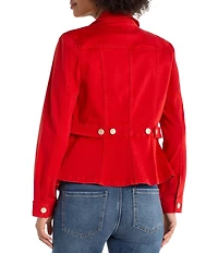 Liverpool Los Angeles Slub Twill Peak Lapel Collar Long Sleeve Peplum Jacket