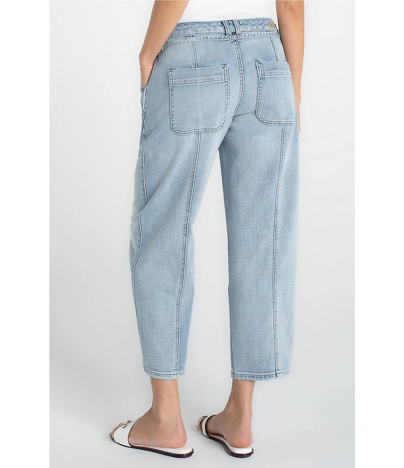 Liverpool Los Angeles Stretch Denim Belted Mid Rise Cropped Straight Leg Jeans