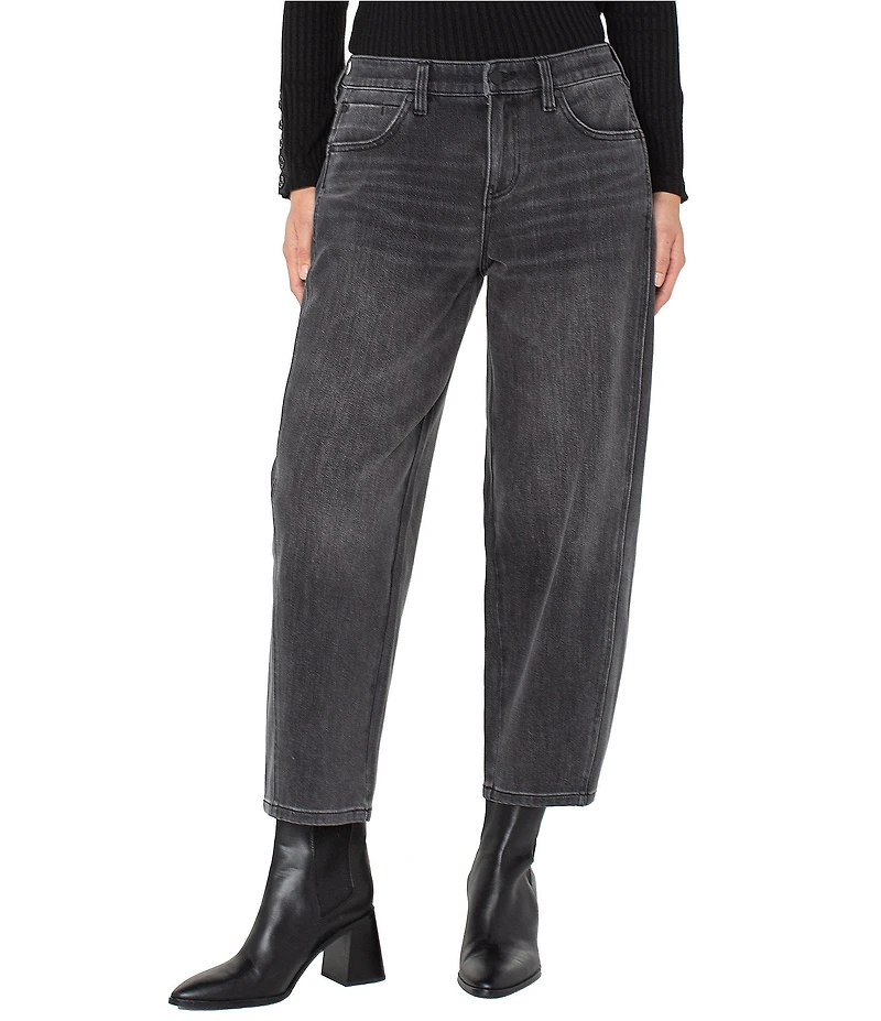 Liverpool Los Angeles Stretch Denim Mid Rise Barrel Leg Cropped Jeans