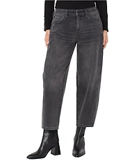 Liverpool Los Angeles Stretch Denim Mid Rise Barrel Leg Cropped Jeans
