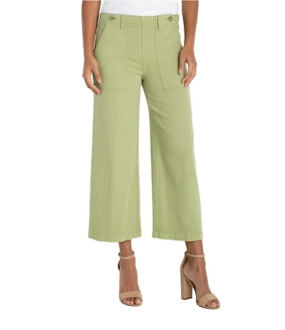 Liverpool Los Angeles Stretch Denim Mid Rise Cropped Wide Leg Jeans