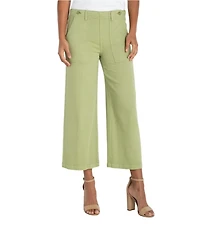 Liverpool Los Angeles Stretch Denim Mid Rise Cropped Wide Leg Jeans