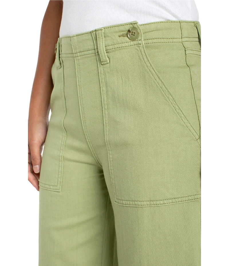 Liverpool Los Angeles Stretch Denim Mid Rise Cropped Wide Leg Jeans