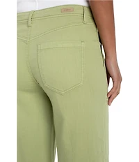 Liverpool Los Angeles Stretch Denim Mid Rise Cropped Wide Leg Jeans