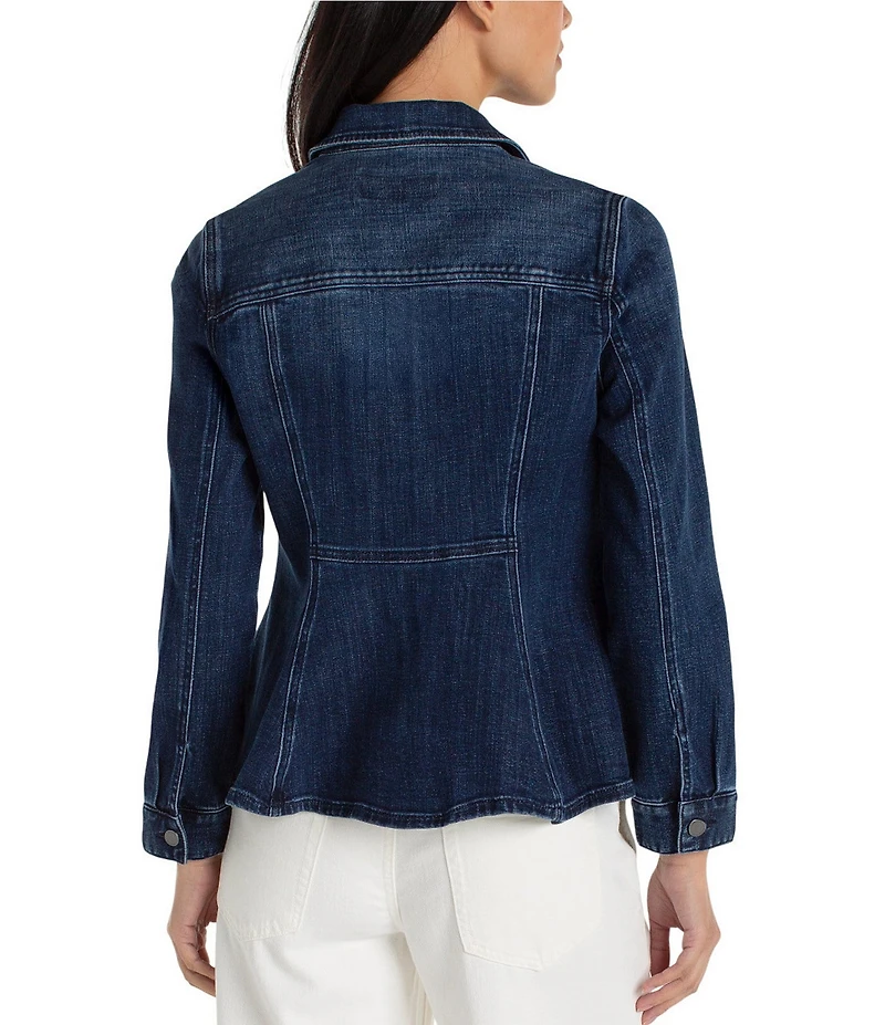 Liverpool Los Angeles Stretch Denim Point Collar Long Sleeve Fit & Flare Trucker Jacket