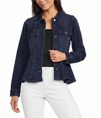 Liverpool Los Angeles Stretch Denim Point Collar Long Sleeve Fit & Flare Trucker Jacket