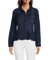 Liverpool Los Angeles Stretch Denim Point Collar Long Sleeve Fit & Flare Trucker Jacket